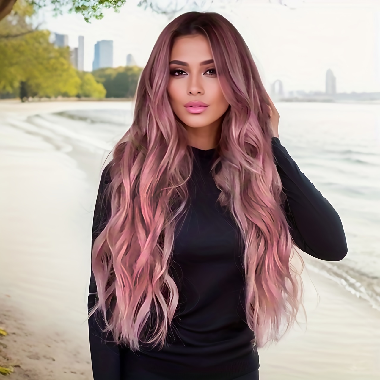 Long Body Wave Synthetic Wig Fashionable For Daily Use Party