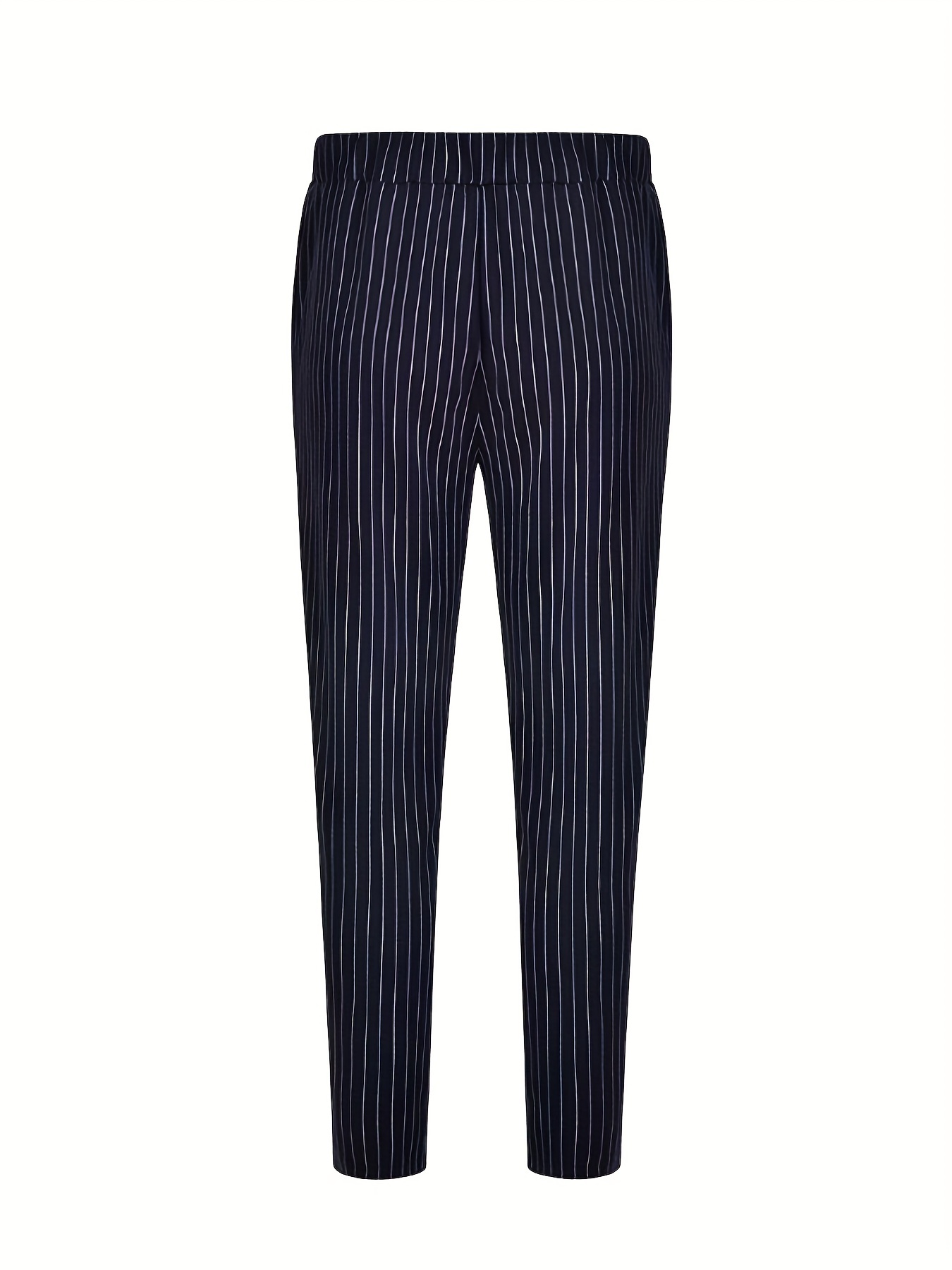 Striped Casual Pants Men's Medium Stretch Chic Elegant Waist - Temu