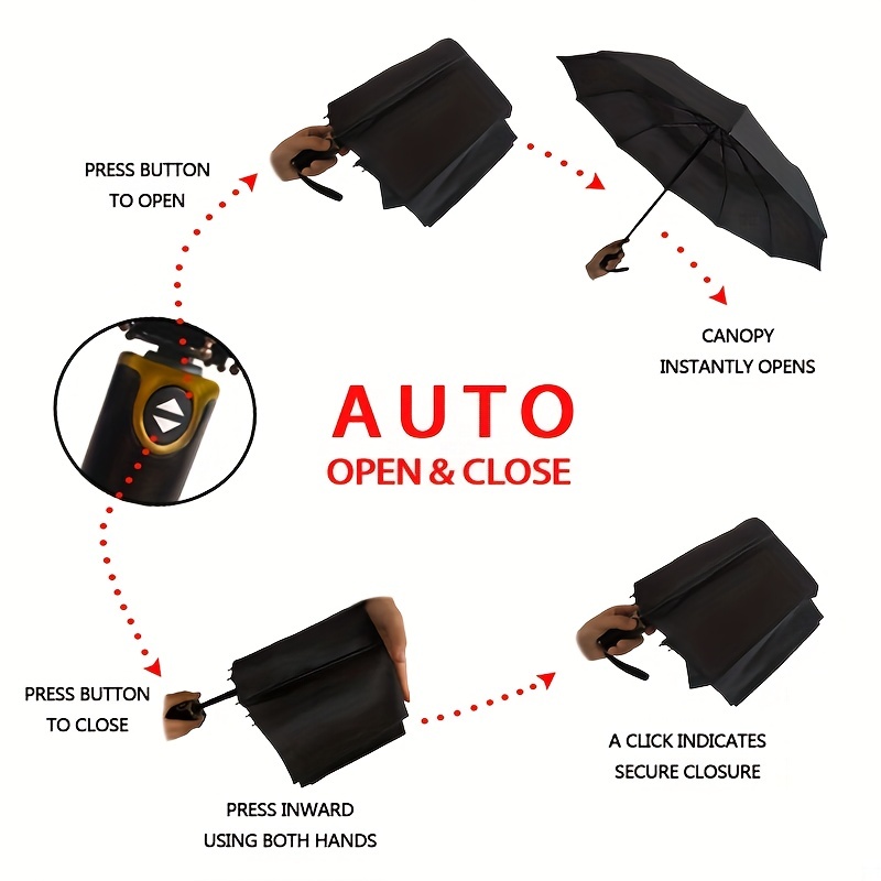 Double Layer Auto Umbrella 10 Ribs Leather Handle