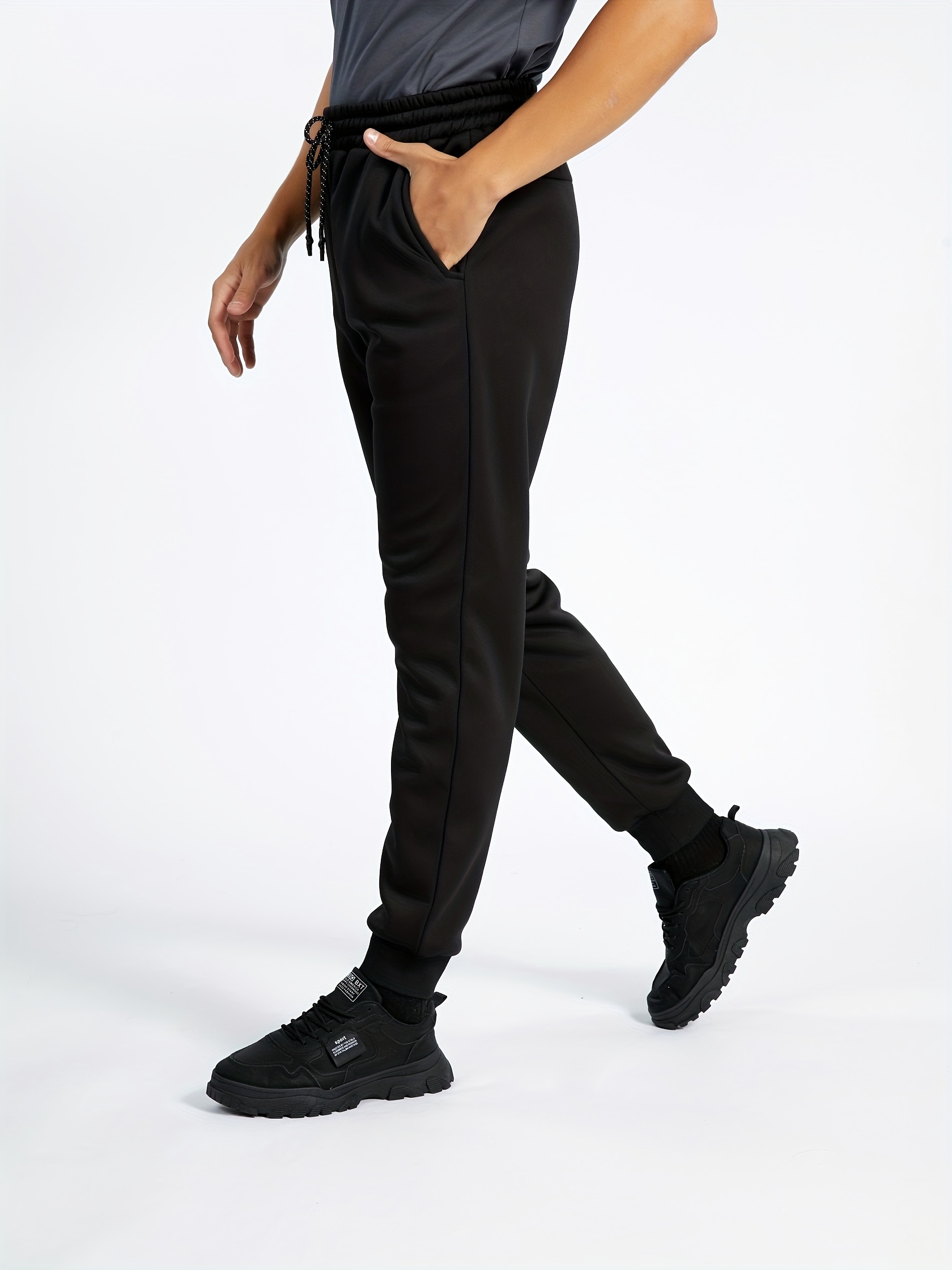 Pantalon de jogging ample en polaire pour homme avec cordon de serrage uni  Pantalon de survêtement confortable pour l'automne et l'hiver Pantalon  thermique pour l'entraînement, blanc 1, 31-35 : : Mode