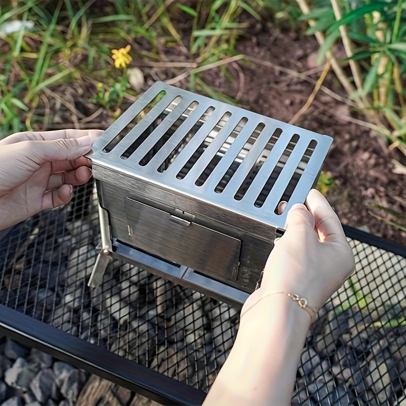 Grill, Outdoor Barbecue Grill, Outdoor Bbq Camping Grill, Folding Compact  Stainless Steel Charcoal Barbeque Grill, Detachable Bonfire Grill Stove,  Suitable For Oven Barbecue, Home, Rv, Bbq Accessories, Grill Accessories -  Temu