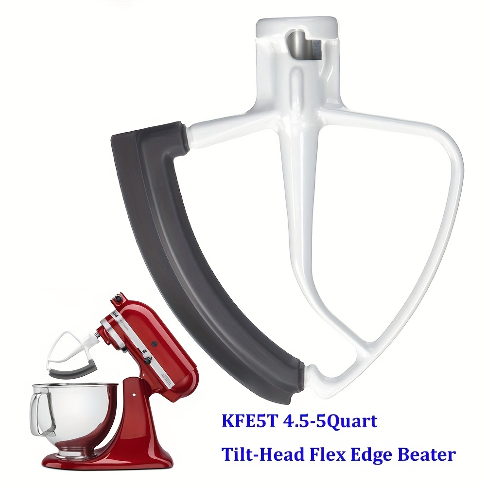 Flex Edge Beater for KitchenAid Tilt-Head Stand Mixer, 4.5-5 Quart Flat  Beater Paddle with Flexible Silicone Edges Bowl Scraper, White
