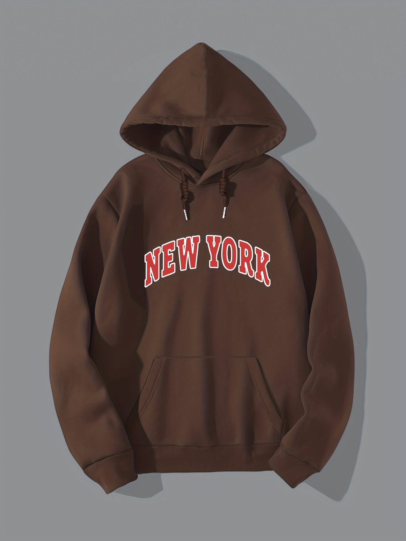 New York Print Men's Hooded Sweatshirt With Kangaroo Pocket, Men's  All-match Pullover Tops For Fall Winter - Temu Australia