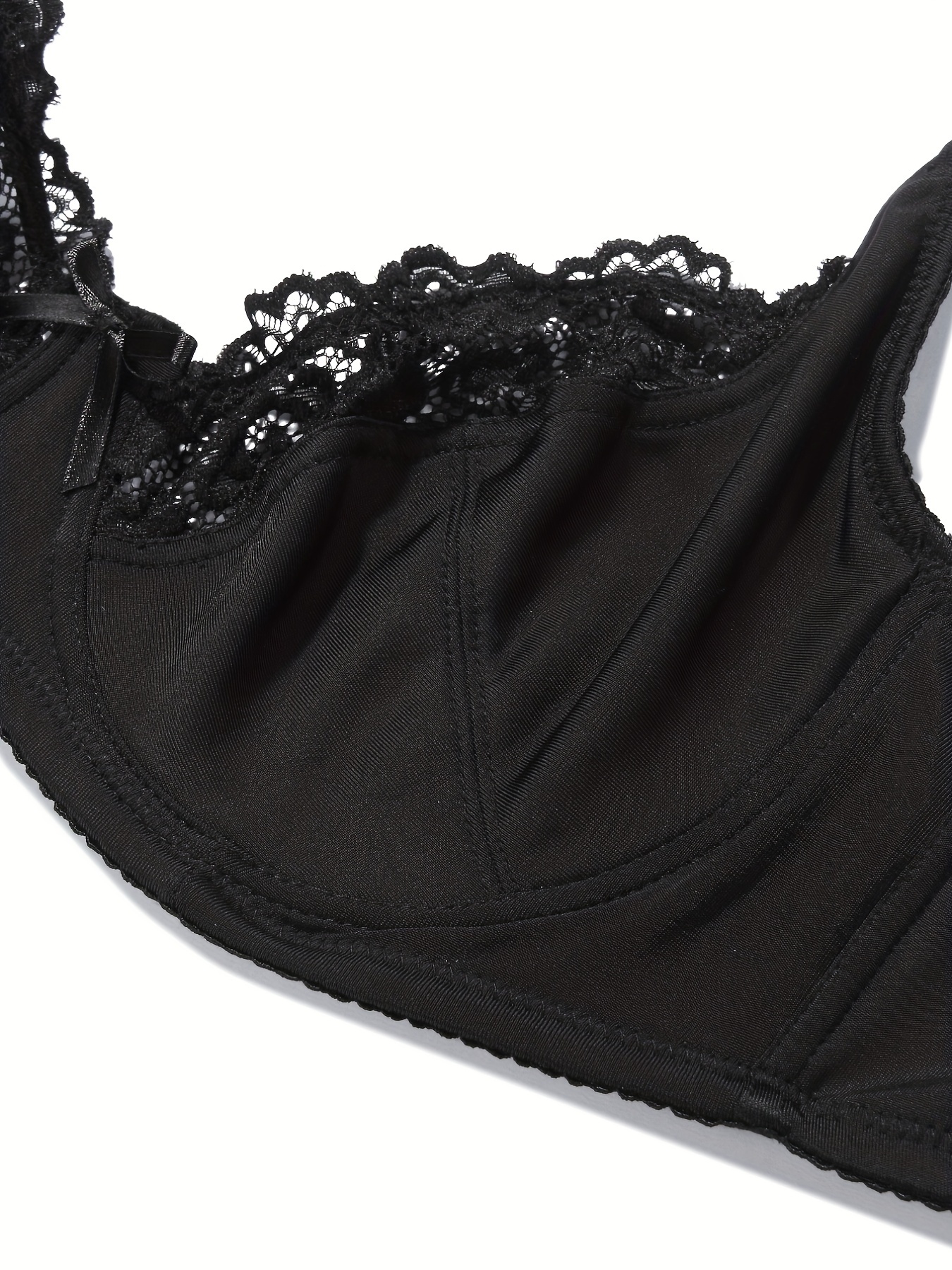 Plus Size Casual Bra Women's Plus Solid Contrast Lace Light - Temu