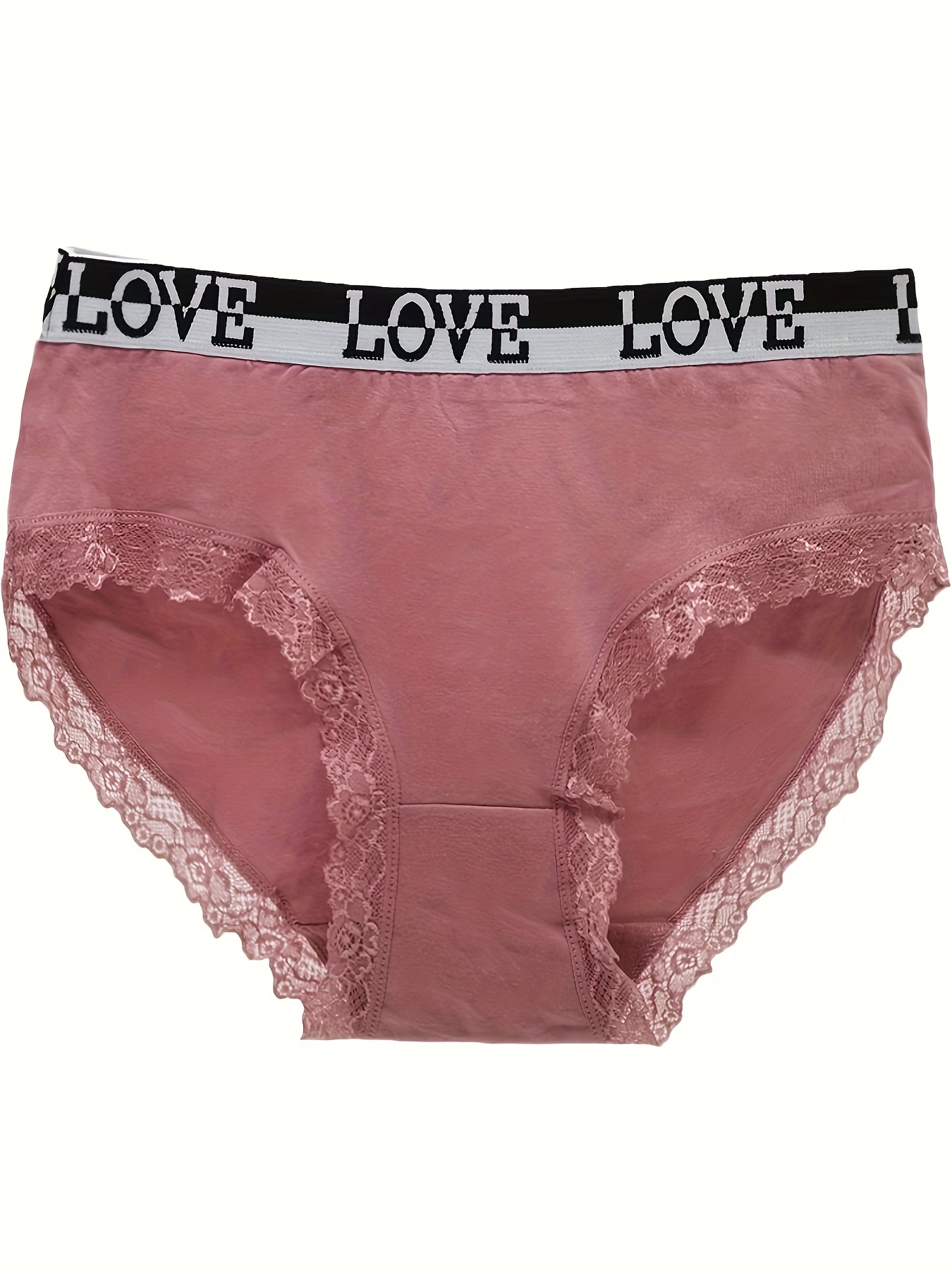 パンティLOVE 6個のシンプルなパンティ loveレターコン トリムレース デーインティメートブリーフ 女 - Temu Japan