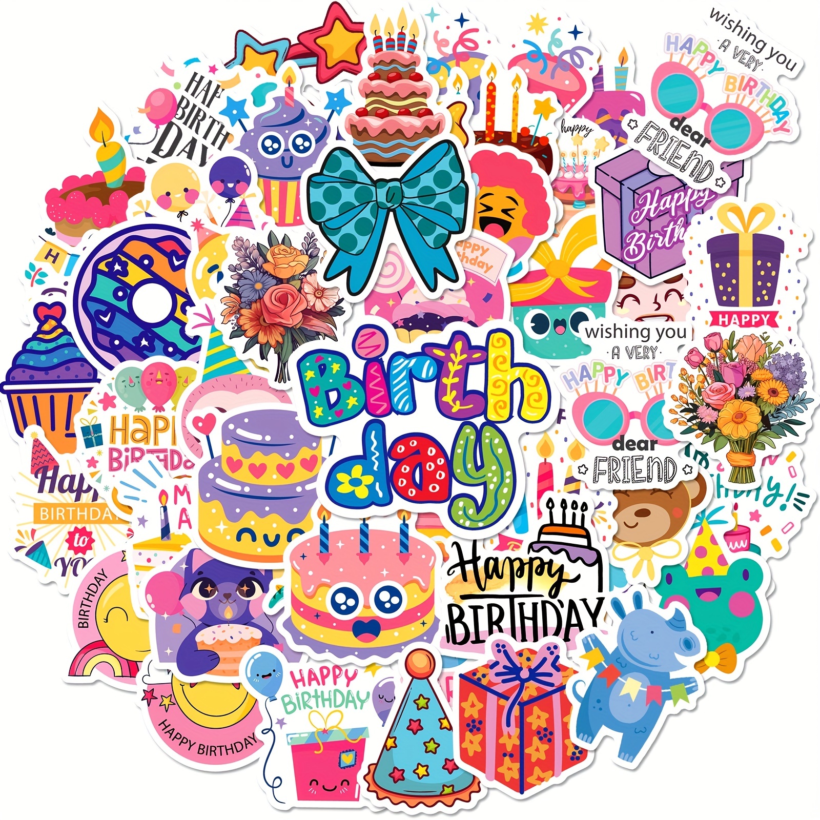 Happy Birthday Stickers Aesthetic Cartoon Stickers For - Temu