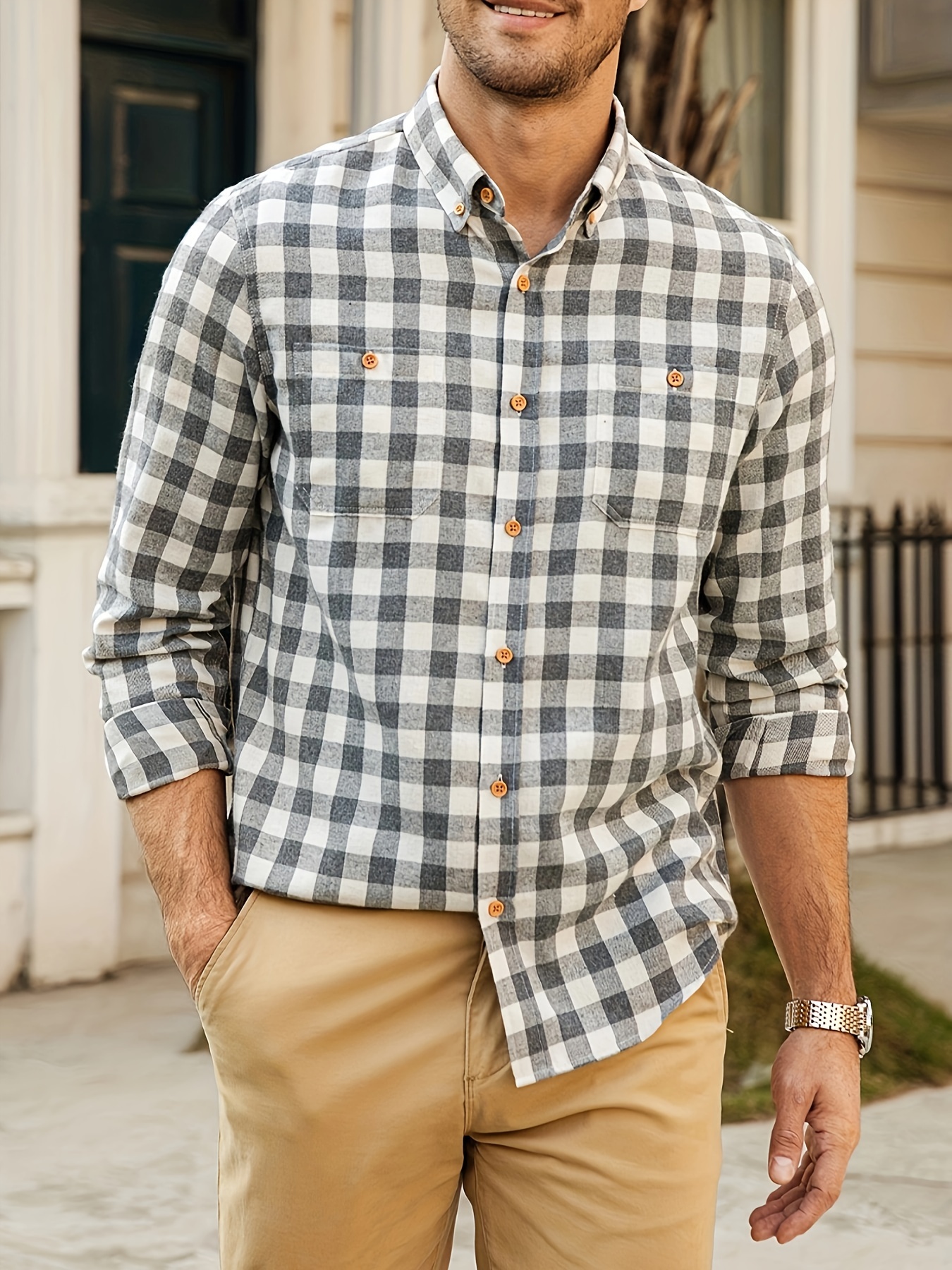 Men's Formal Classic Design Button Shirt Male Clothes Spring - Temu Canada