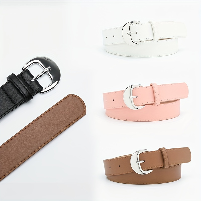 Crescent shaped Buckle Pu Belt Elegant Solid Color Trendy - Temu