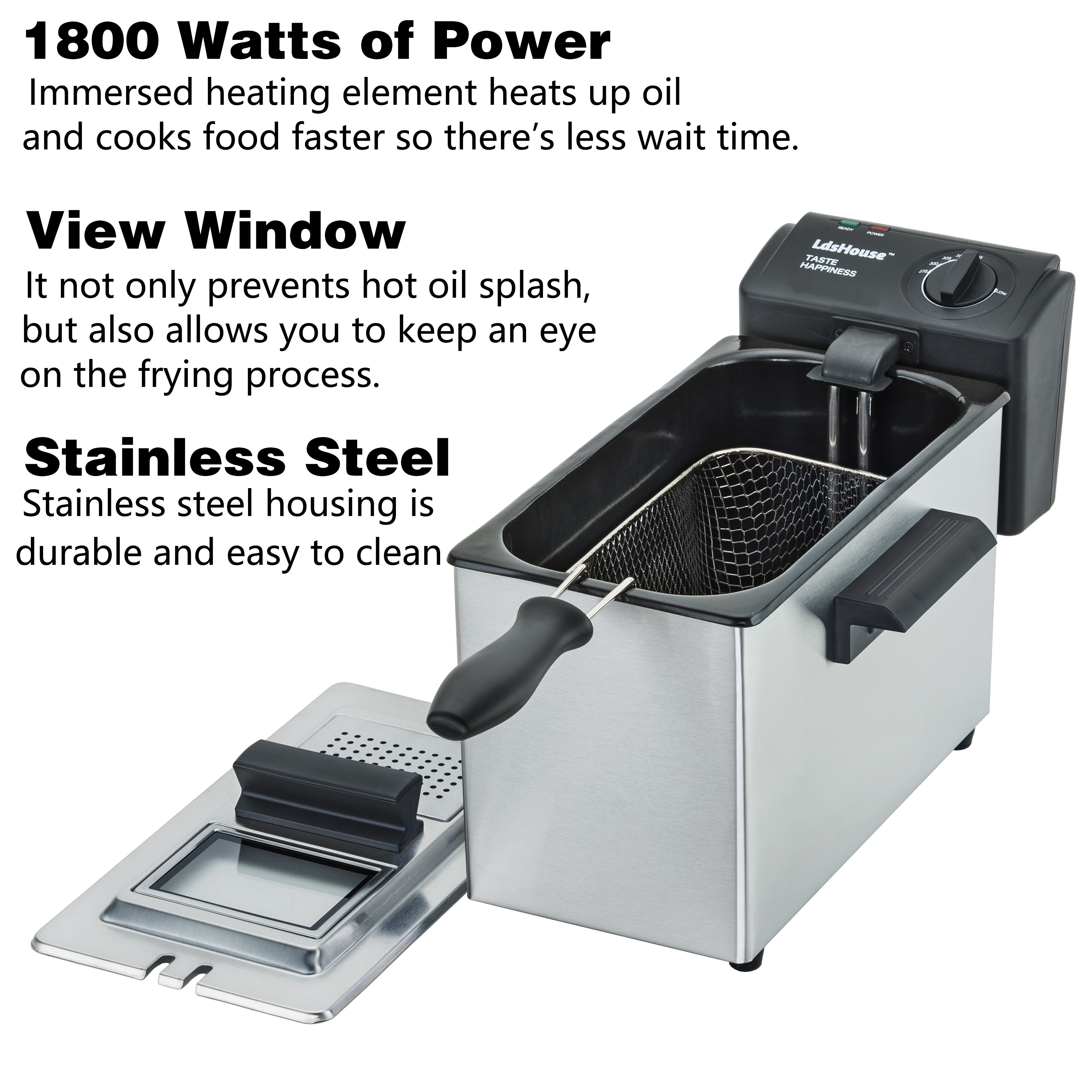 Professional stainless steel electric fryer with 6 liter capacity