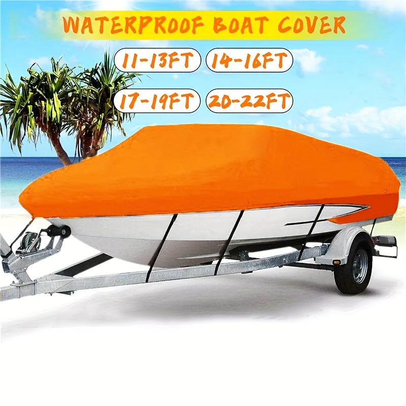 Boat Cover Uv Protection Waterproof Cover For Marine Fishing Speedboat 11  22ft 190t Orange, Check Out Today's Deals Now