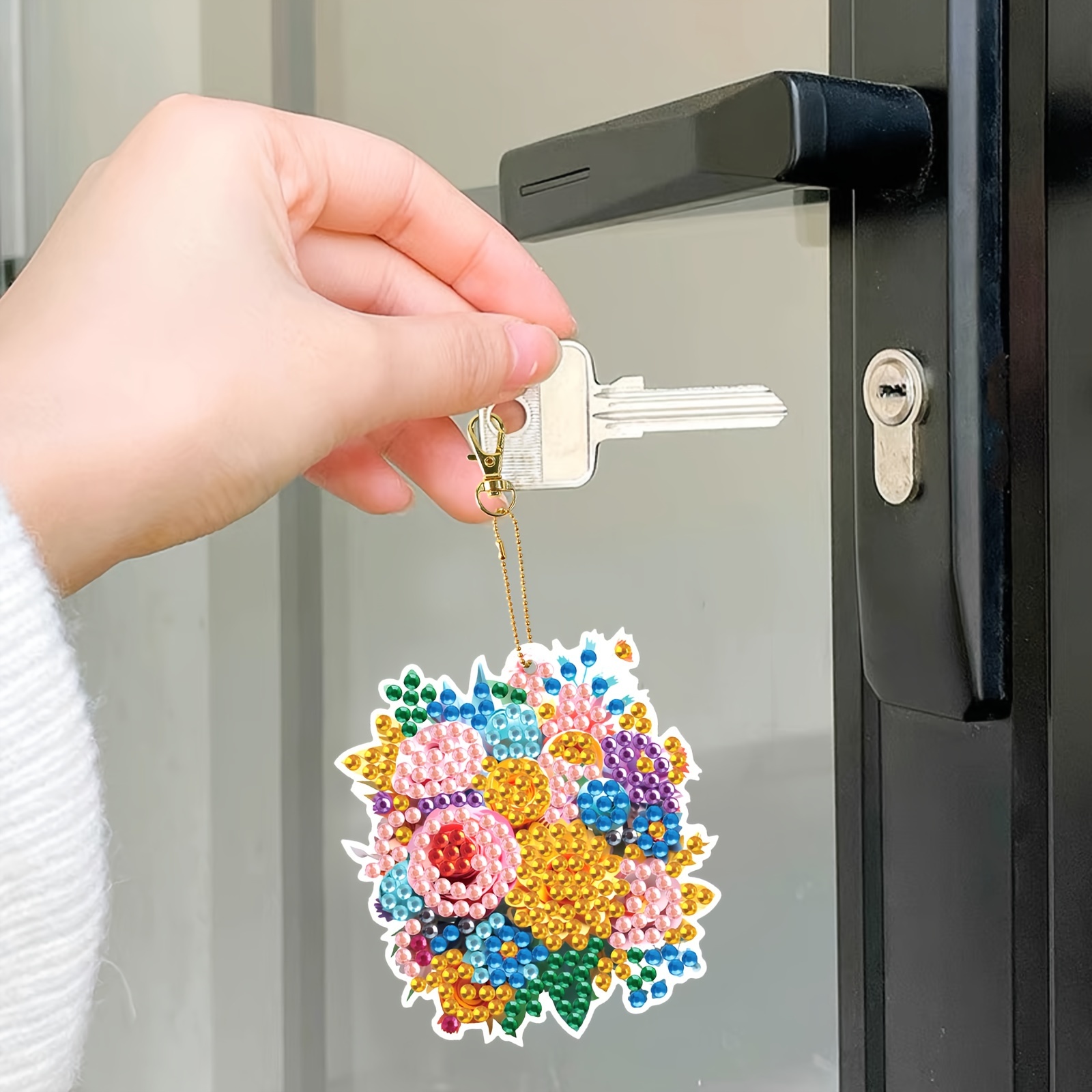 6pcs Diy Diamond Painting Keychain Flores Girasoles Flores - Temu