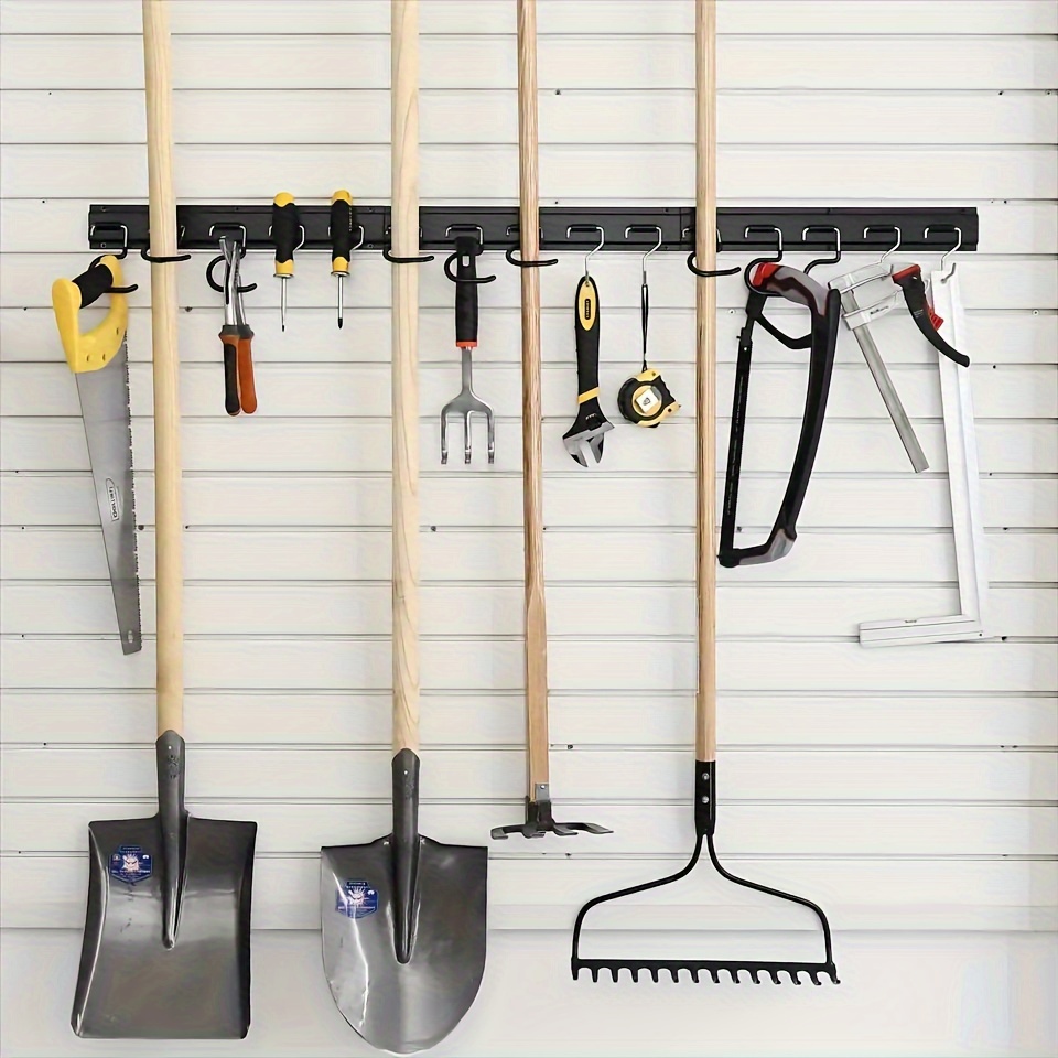 1pc Multifunctional Tool Hook Rack, With 5 S Hooks & Fixed Screws, Wall  Mounted Tool Storage Hook, Mop Broom Shovel Rack Hook, For Garage,  Warehouse