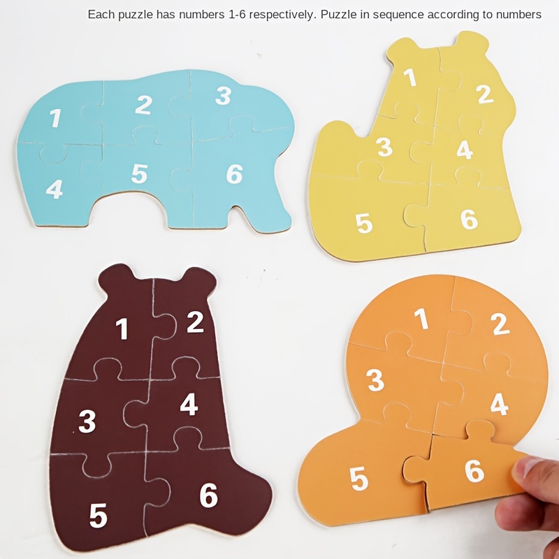 Puzzles en Bois pour Enfant, Jouet Montessori Animaux pour 1 2 3 4