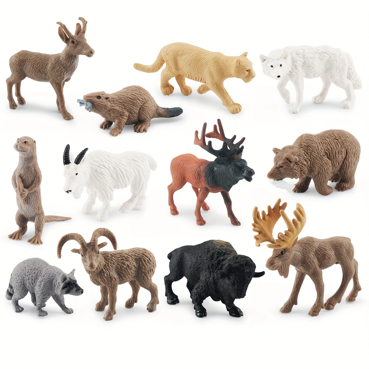  Kripyery 12 Pieces/Set of Animal Figures, Mini Simulation  Animal Model Sets Wear Super Feel Good Lion Tiger Giraffe Rhinoceros Doll 3  Years and Older Boys and Girls Toddlers Toys Gifts 12pcs