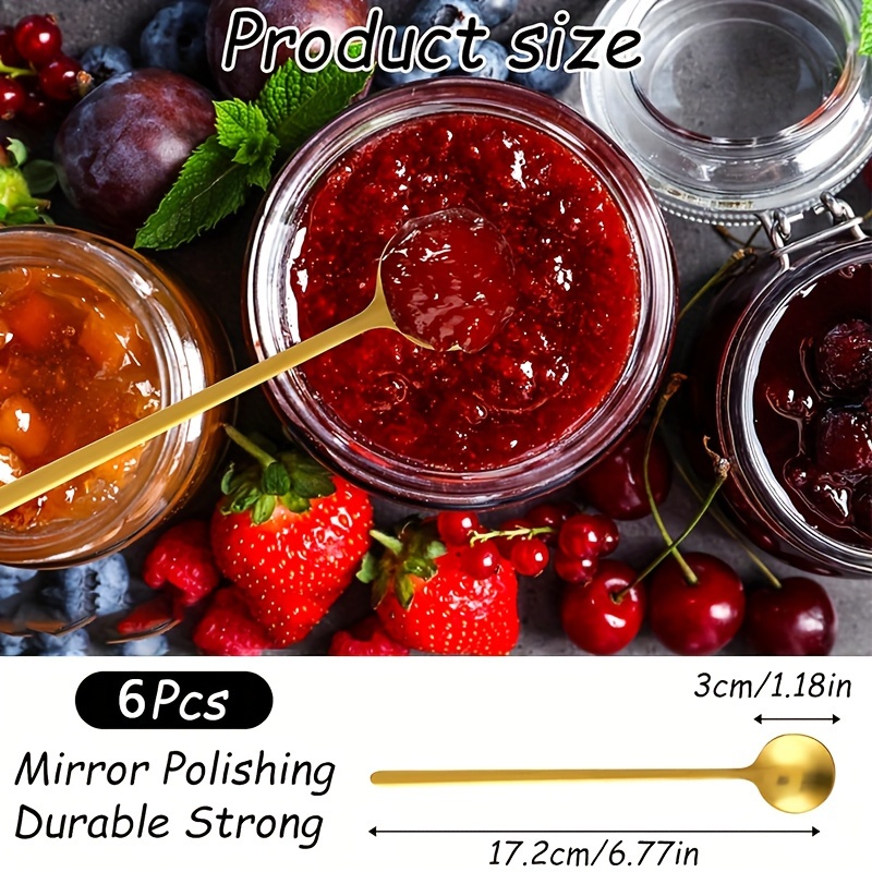 6 PCS 6.7" Gold Long Handle Coffee Spoon, Stirring Spoons With Long Handle Coffee Bar Accessories Stainless Steel Tea Spoons Round Dessert Spoons For Stirring Coffee Drinks Mixing Milkshakes Etc