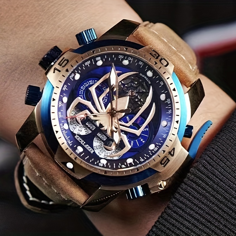 1pc Reef Tiger Mens Watch Mechanical Watch Hollow Big Dial Fashion