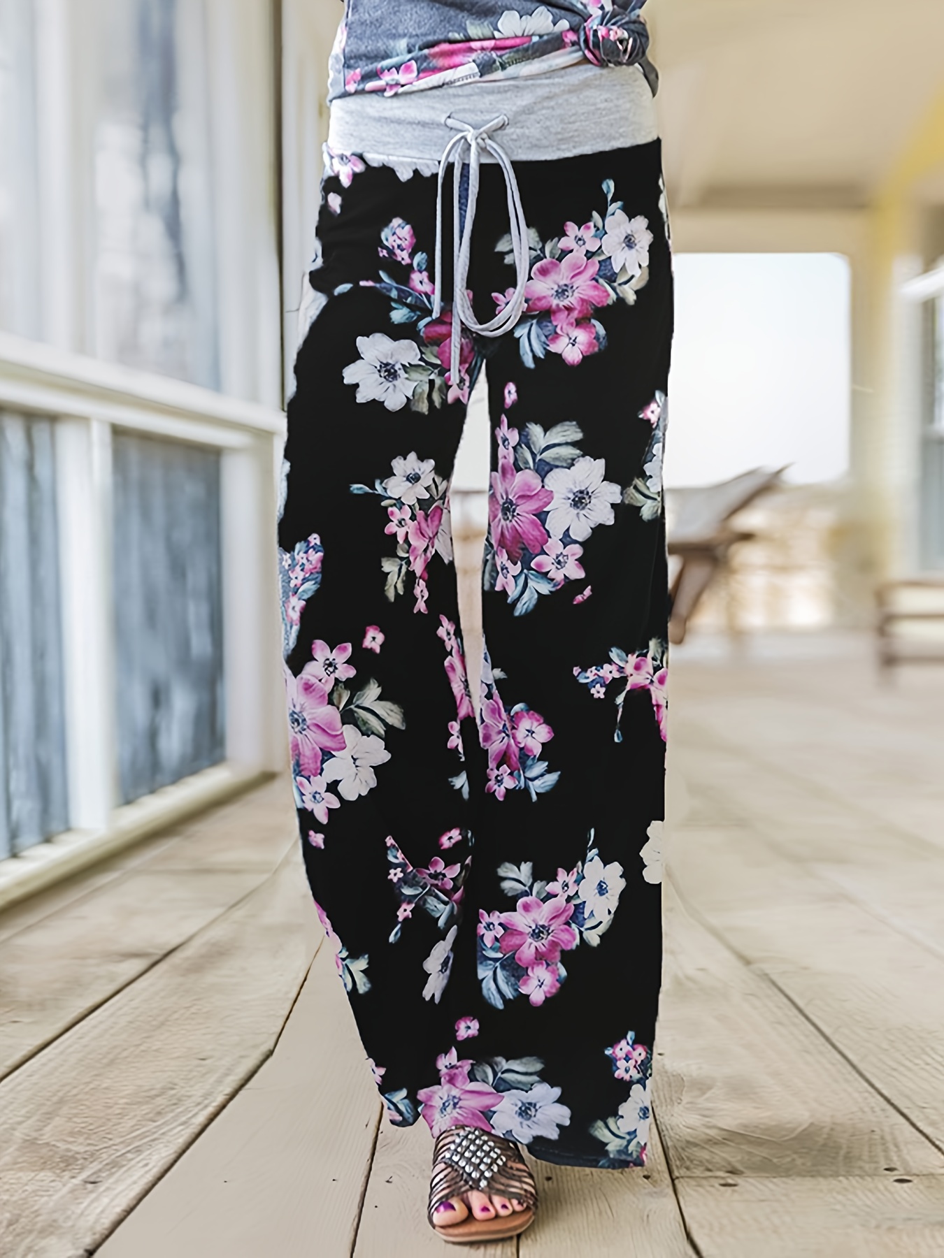 Casual Loose Lace Pants Solid High Waist Fashion Wide Leg - Temu New Zealand