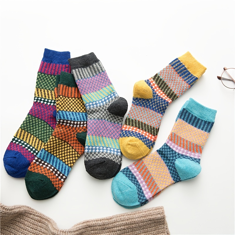 Handepo 10 pares de calcetines de lana para mujer, calcetines térmicos  cálidos, calcetines gruesos vintage para mujeres y hombres, regalos, talla  5-9