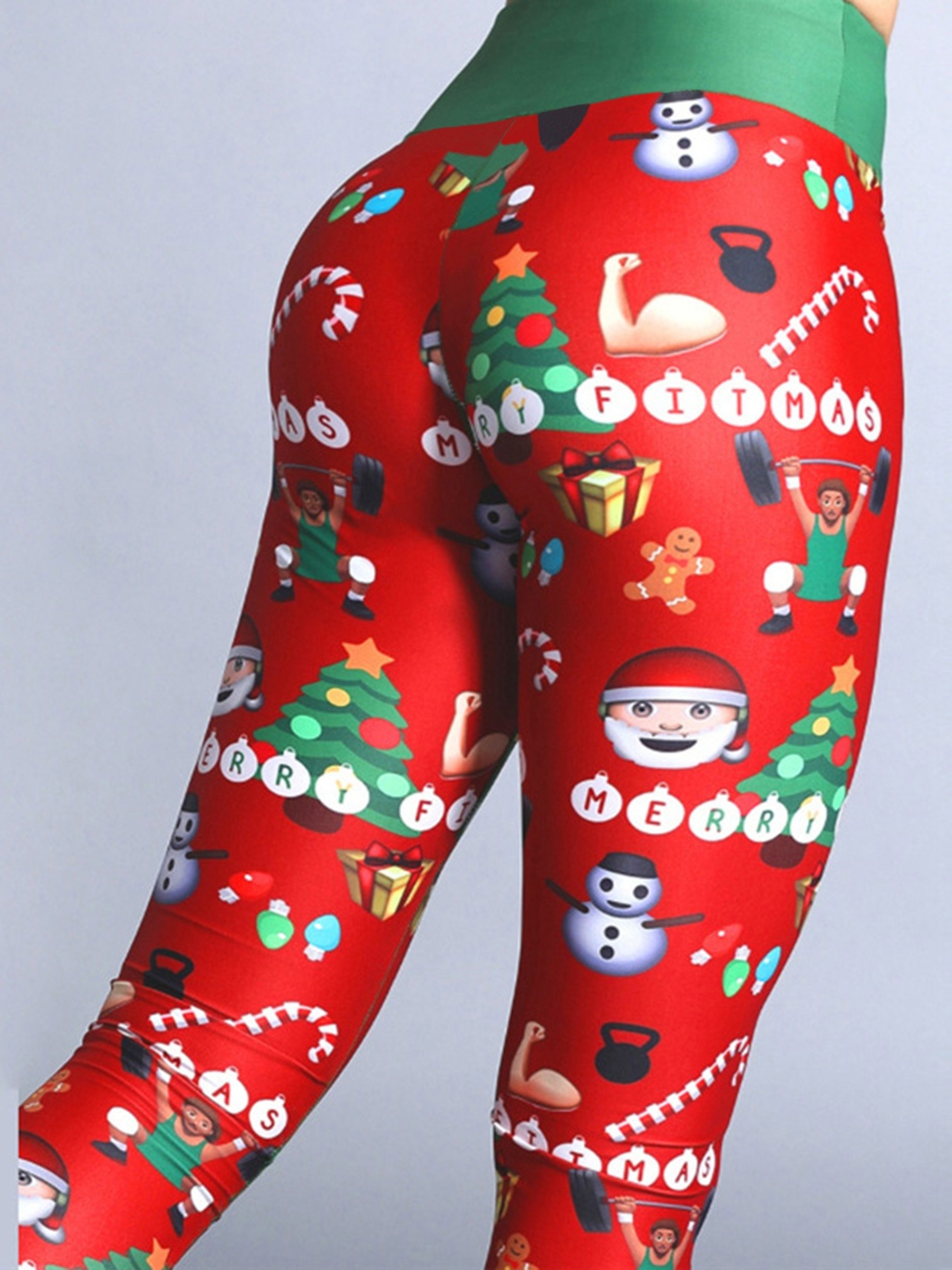 Pantalones Deportivos Yoga Estampado Papá Noel En Bloque - Temu Mexico