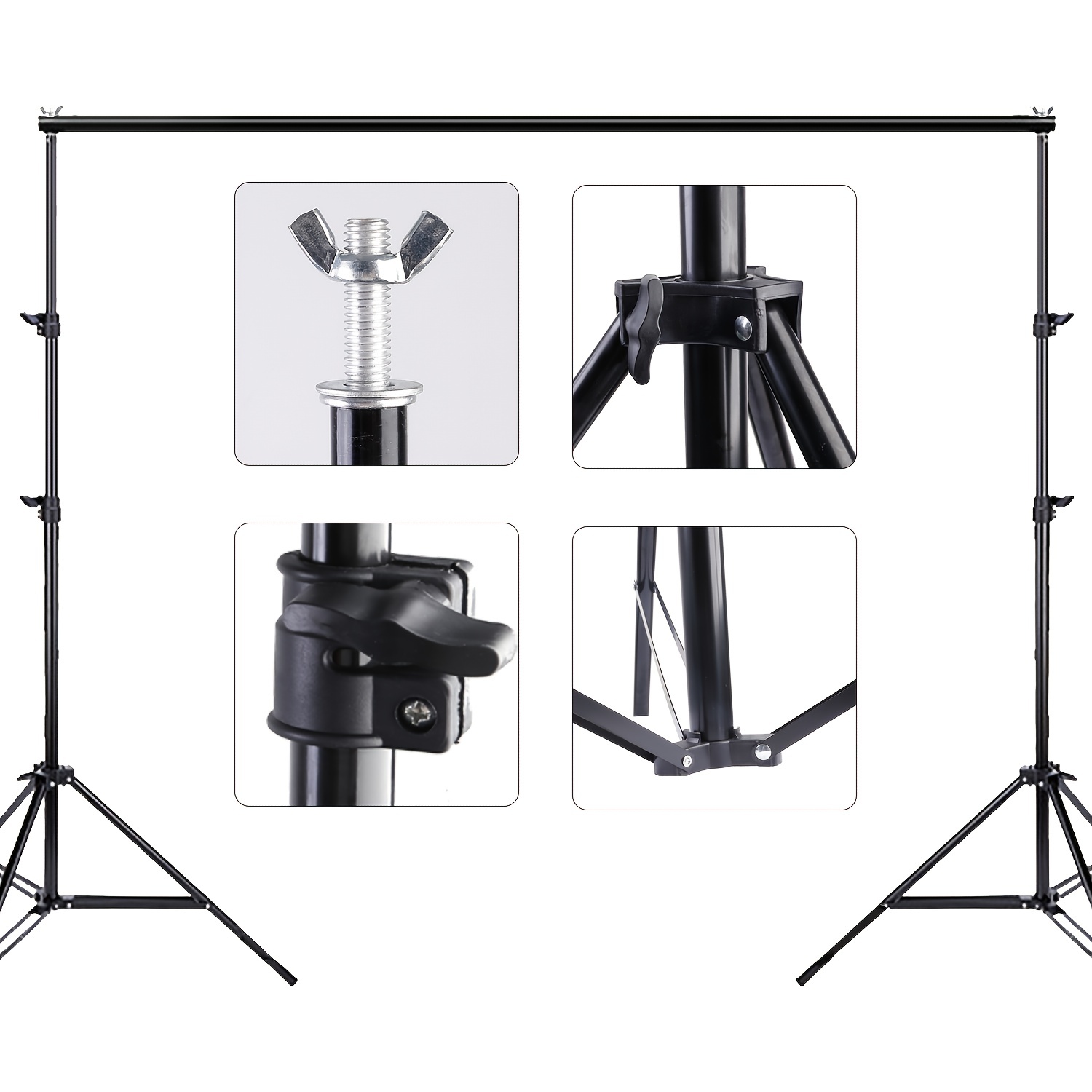 vidaXL Sistema de soporte de telón fondo fotográfico 600x300 cm negro