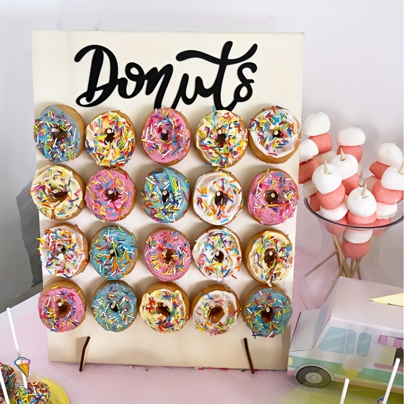

1pc Stylish Wooden Doughnut Holder For Home Decor And Party Celebrations - Perfect For Displaying Sweets And Candy