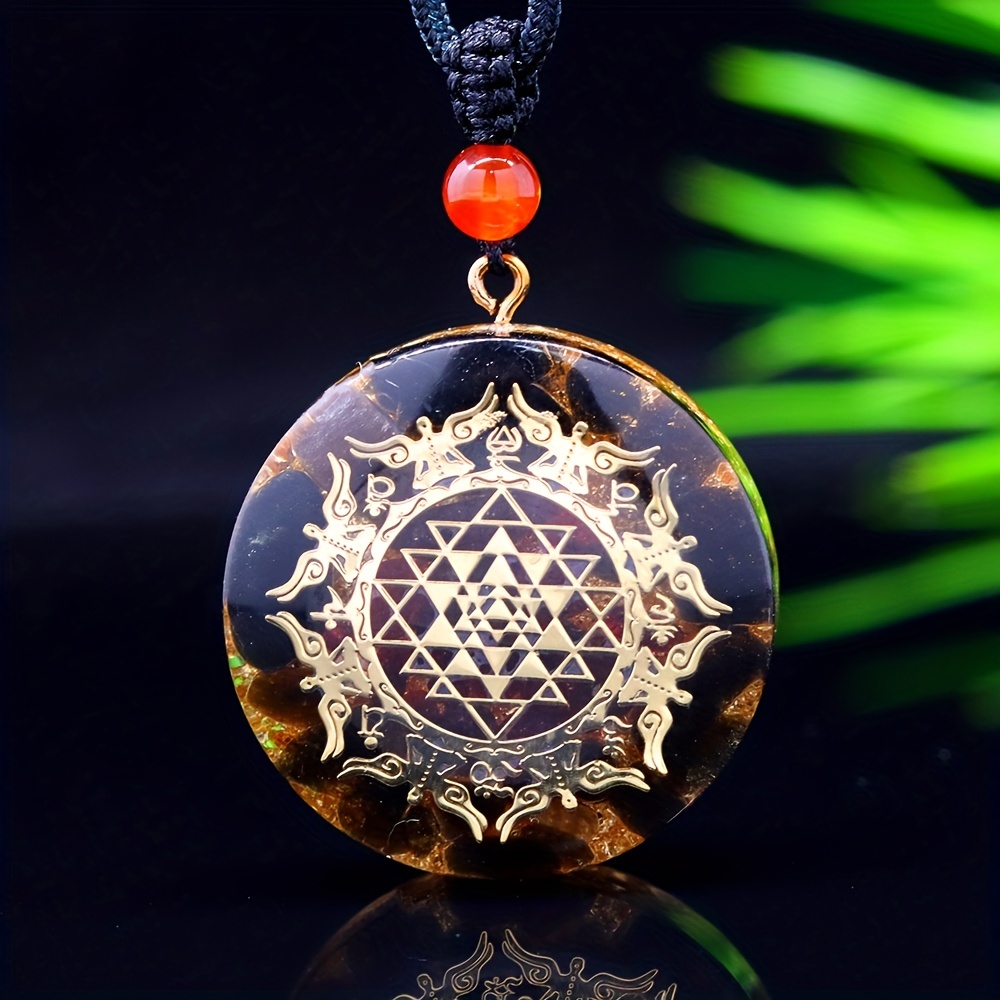 Wood Necklace-sri Yantra Pendant, Yoga Meditation Necklace sri Chakra  Pendant Amulet. Handmade Spiritual Wooden Necklace. 