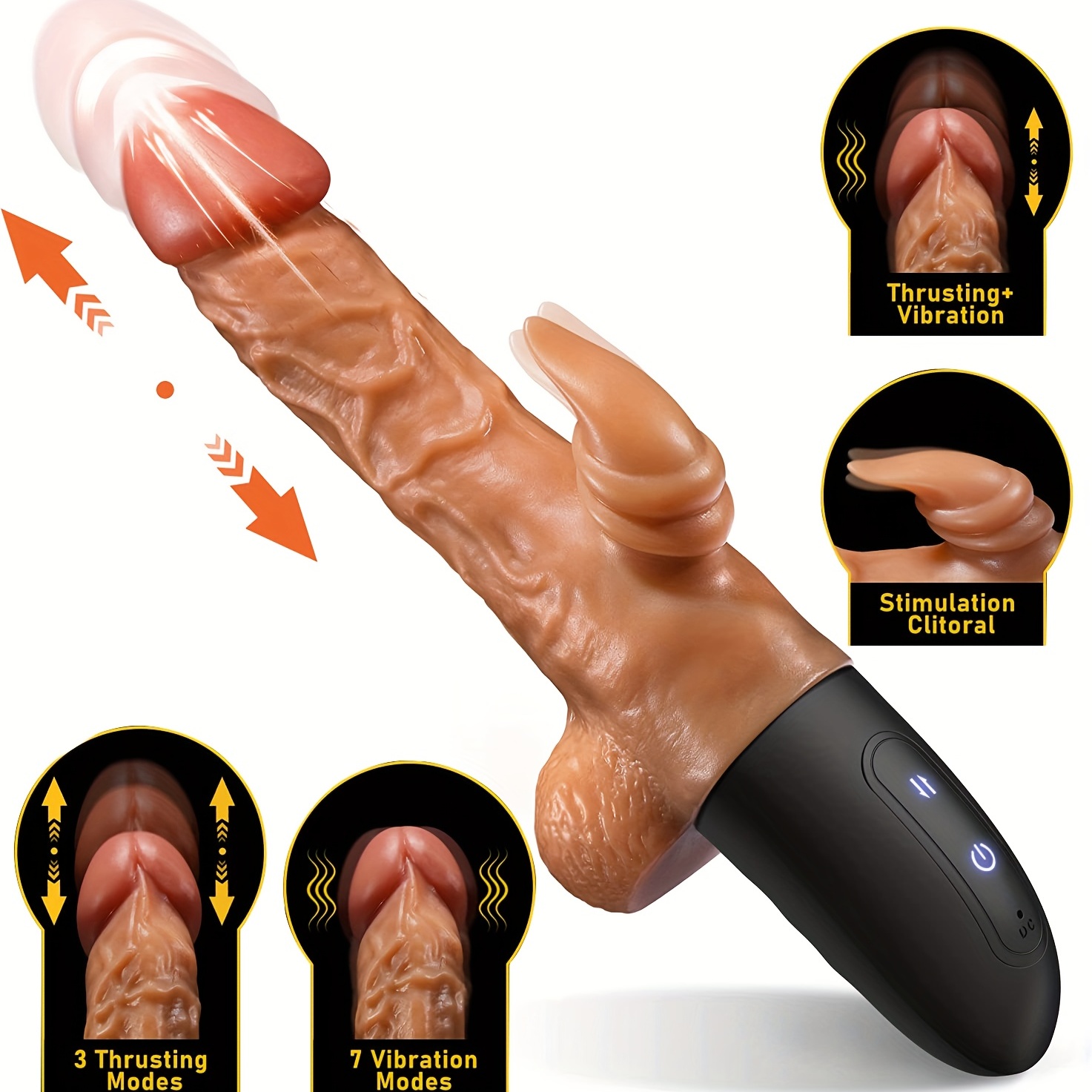 Excite Yourself Thrusting Dildo Vibrator For Women - Realistic Dildo Adult Sex Toys For Couple Pleasure and G-spot Stimulation With 3 Thrusting and 7 Vibrating Modes image