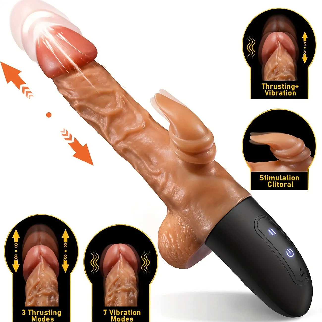 Excite Yourself Thrusting Dildo Vibrator For Women - Realistic Dildo Adult Sex Toys For Couple Pleasure and G-spot Stimulation With 3 Thrusting and 7 Vibrating Modes