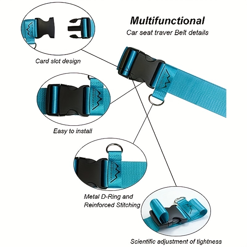 Car Seat Travel Belt to Suitcase,Car Seat Travel Strap to Convert Kid Car Seat and Carry-On Luggage to Airport Car Seat Stroller Carrier,Safe Travel