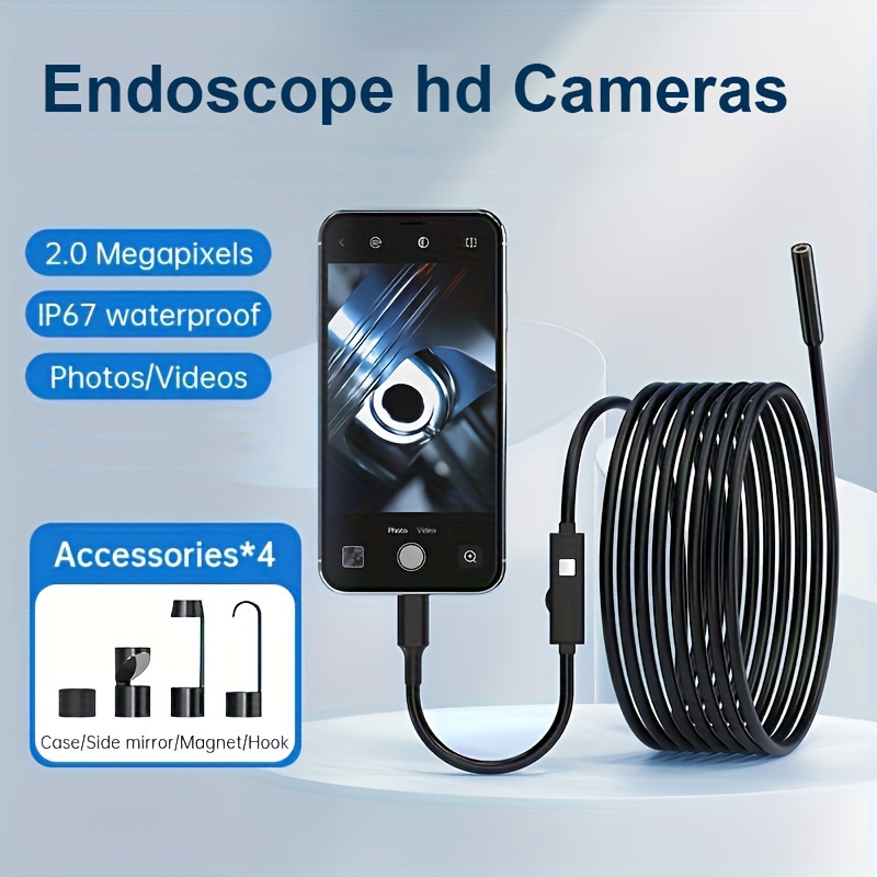 Endoscopio Camera IP68 Impermeabile 6 LED 8mm Ispezione - Temu Italy