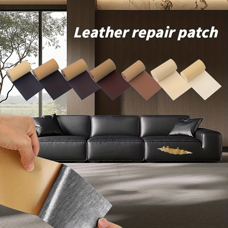 Printed Leather Repair Patch,Repair Patch Self Adhesive Waterproof, DIY  Large Leather Patches for Couches, Furniture, Kitchen Cabinets, Wall (Black