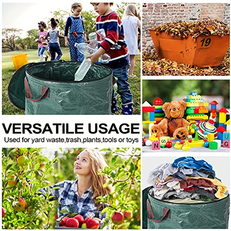 Waterproof Gardening Bag Reusable Foldable Canvas Garden Waste Bag Garden Trash  Bag, (1pcs) 