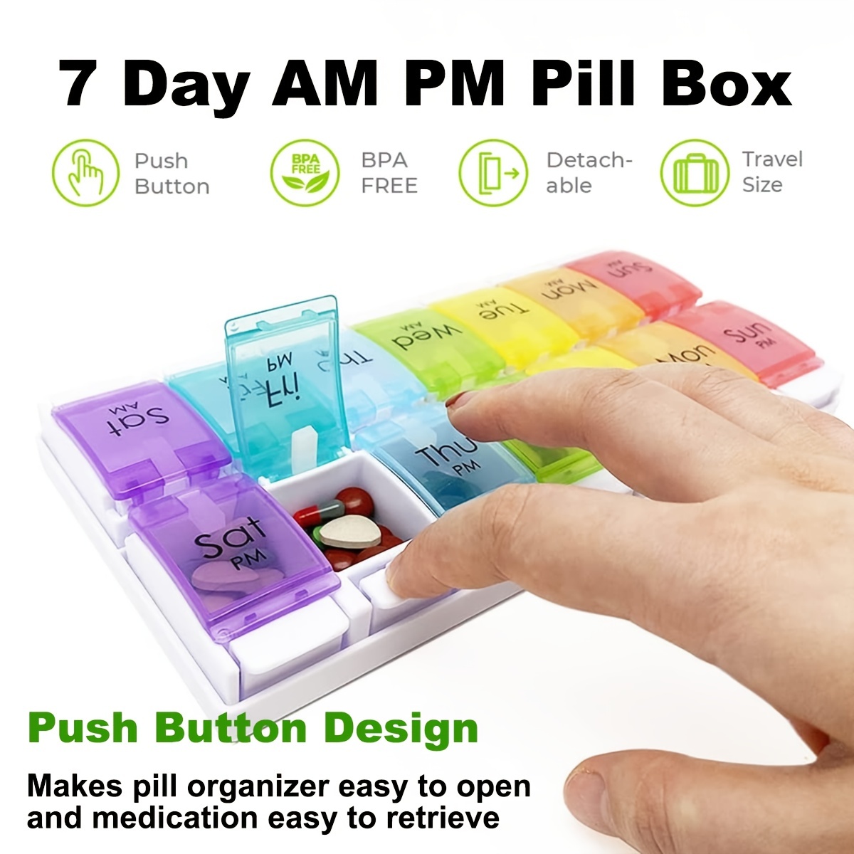 Cute Weekly Pill Organizer - Bpa-free Travel Pill Box For Vitamins And  Medications - Portable 7 Day Pill Holder Dispenser - Temu