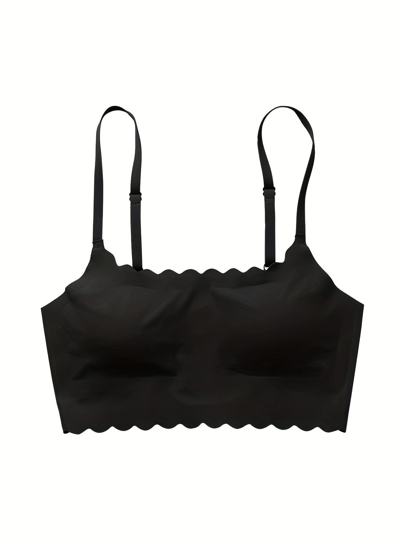 Simple Solid T shirt Bras Comfy Breathable Scallop Trim Push - Temu Canada