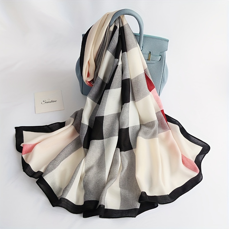 

Simple Stripe Printed Scarf Thin Soft Skin Friendly Shawl Summer Travel Windproof Lightweight Scarves For Women