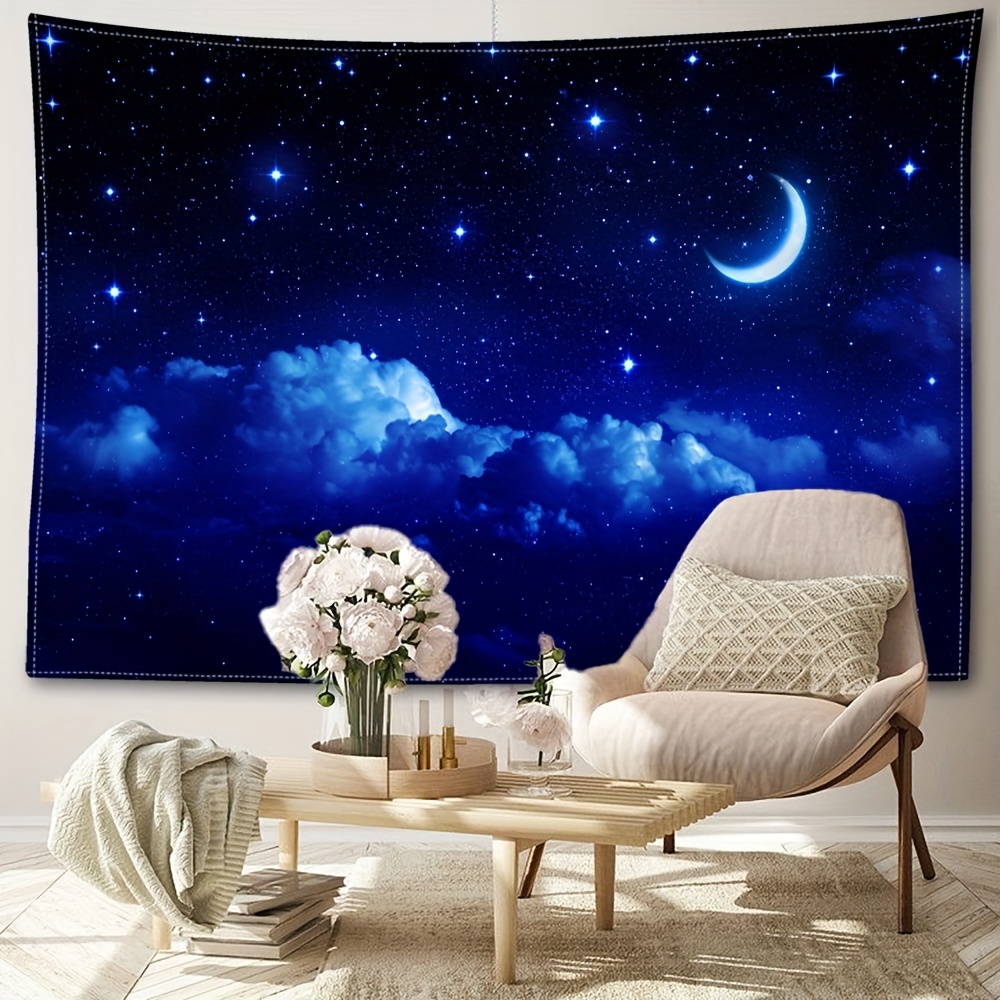 Moon Night Scenery Print Tapestry Wall Hanging For Living - Temu