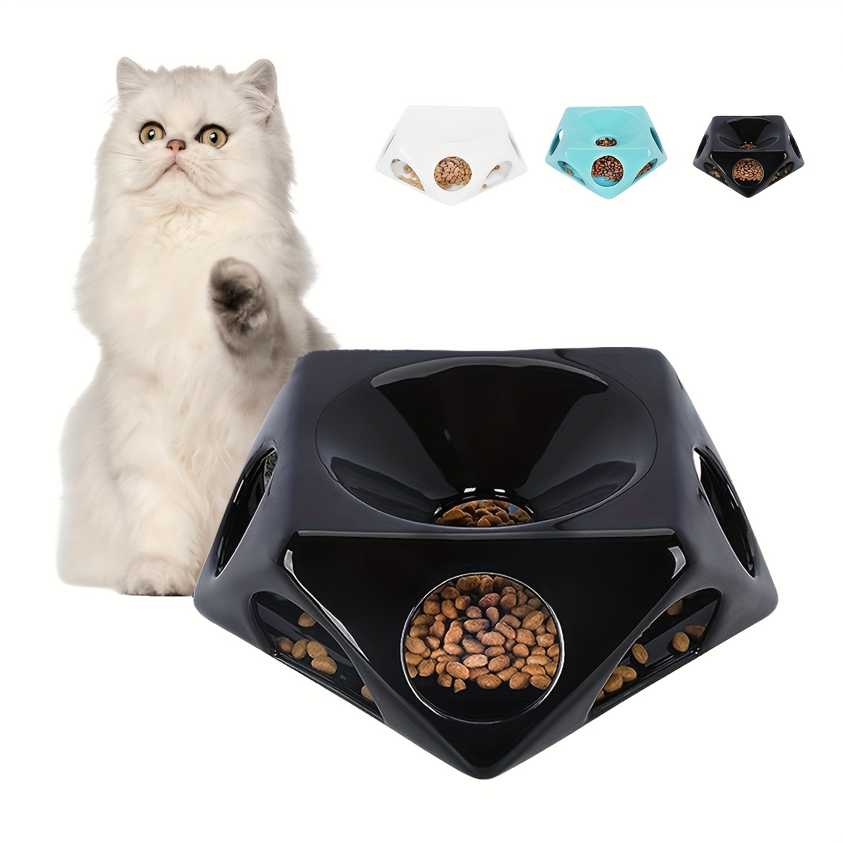 Slow Feeder Cat Bowl With Stand Anti choking Pet Puzzle Food - Temu