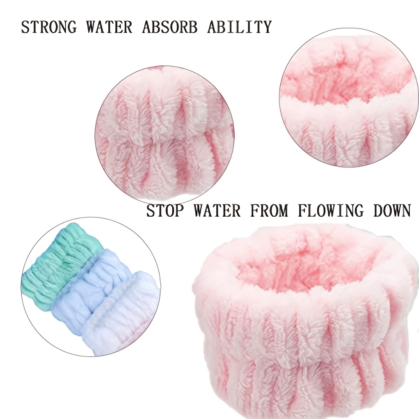 2pcs Microfiber Wrist Wash Towel Band - Absorbent Wrist Sweatband for Women