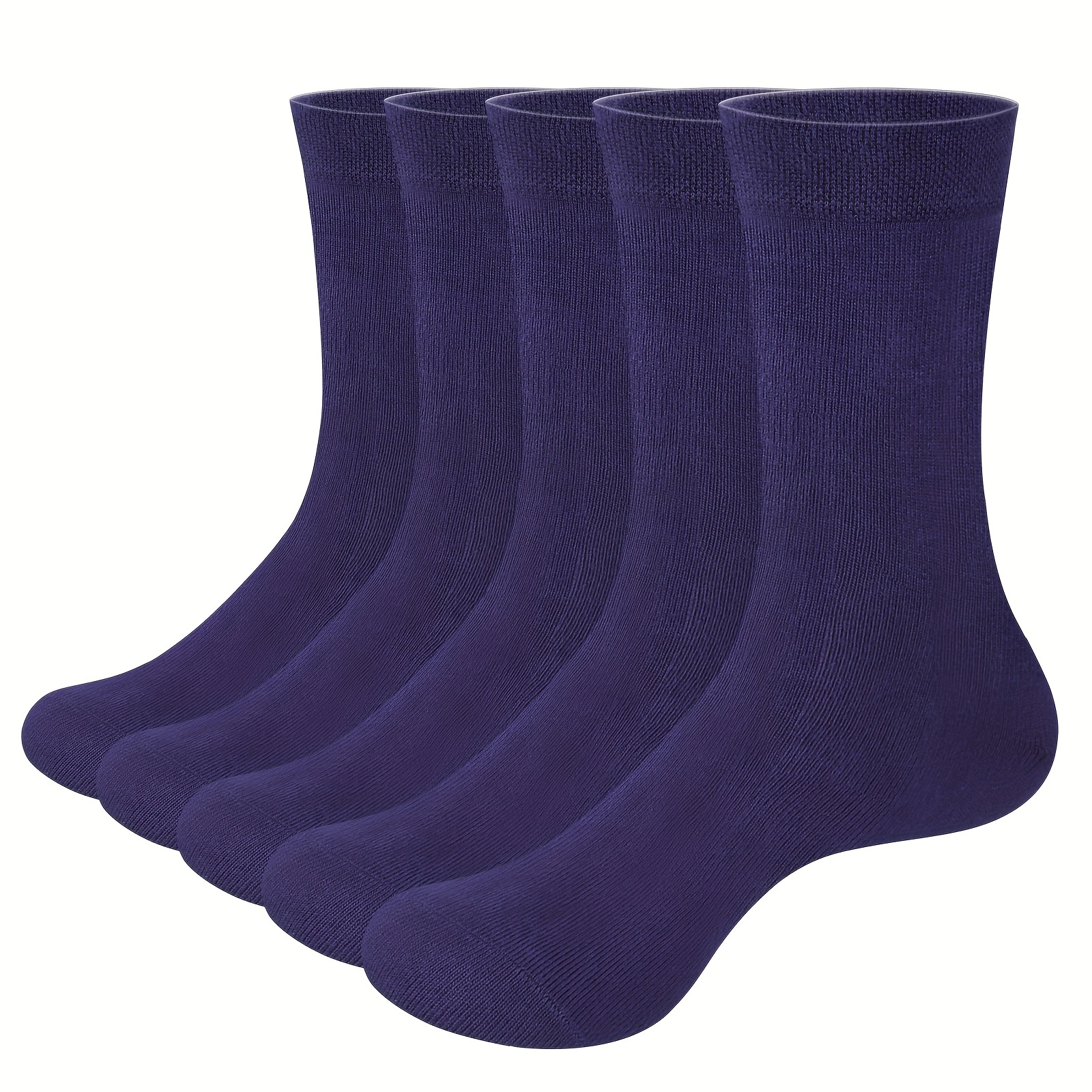 

5pairs Men's Bamboo Socks, Casual Plain Color Business Socks, Dress Socks, Cosy Comfy Crew Socks For Men Women 5-8, 8-10, 10-12