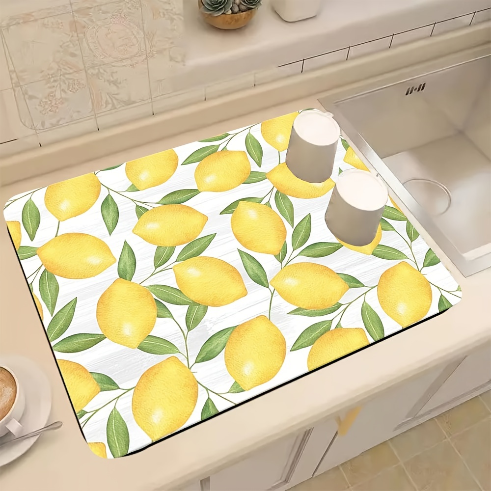 Rubber Dish Drying Mat Lemon Small Fresh Style Washstand Drain Mat