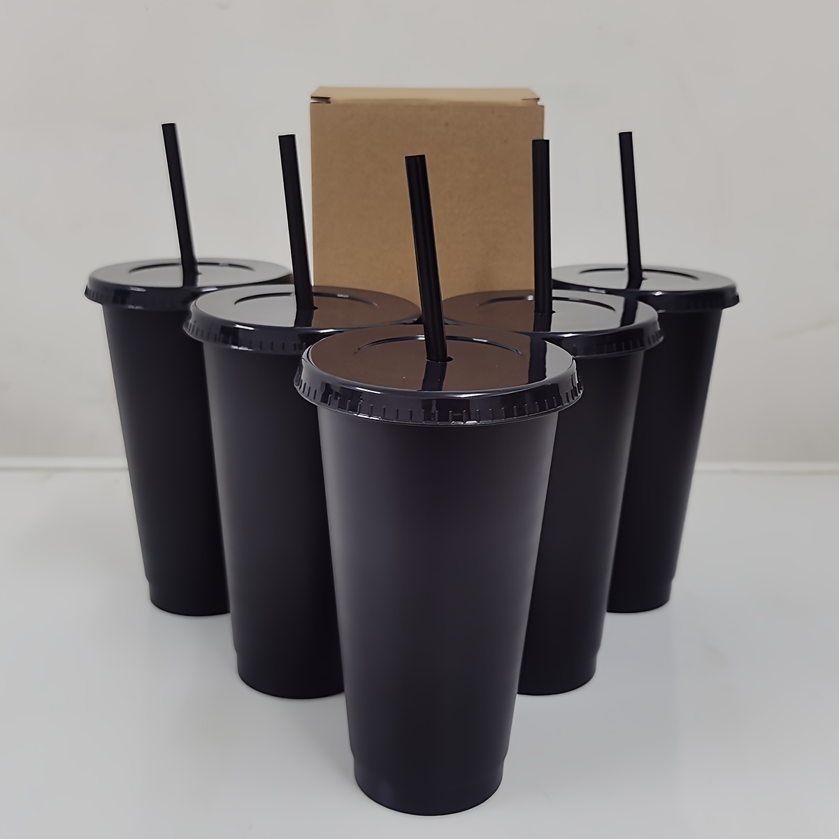 Reusable Plastic Cups With Straw And Lids, Durable Water Cup