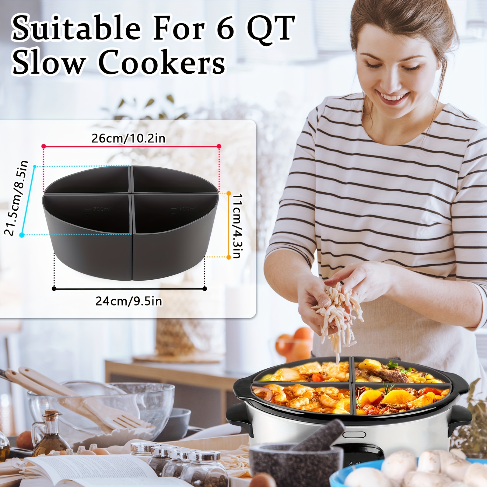 Silicone Slow Cooker Liners, Reusable Slow Cooker Liner Compatible for Crock  Pot 6 QT, Easyjoy for Crock Pot Liners For 6 Quart Oval Slow Cookers, Slow  Cooker Divider For Crock Pot Liner