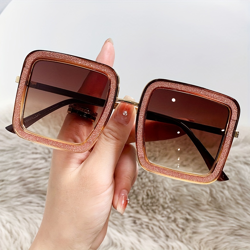 Oversized Square Frame Sunglasses Women Men Gradient Lens - Temu
