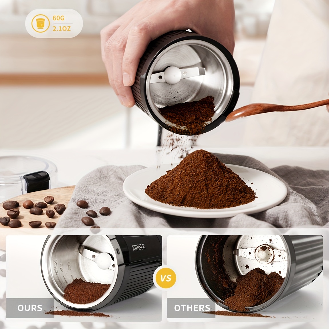 Electric Coffee Grinder Powder Coffee Stainless Steel - Temu