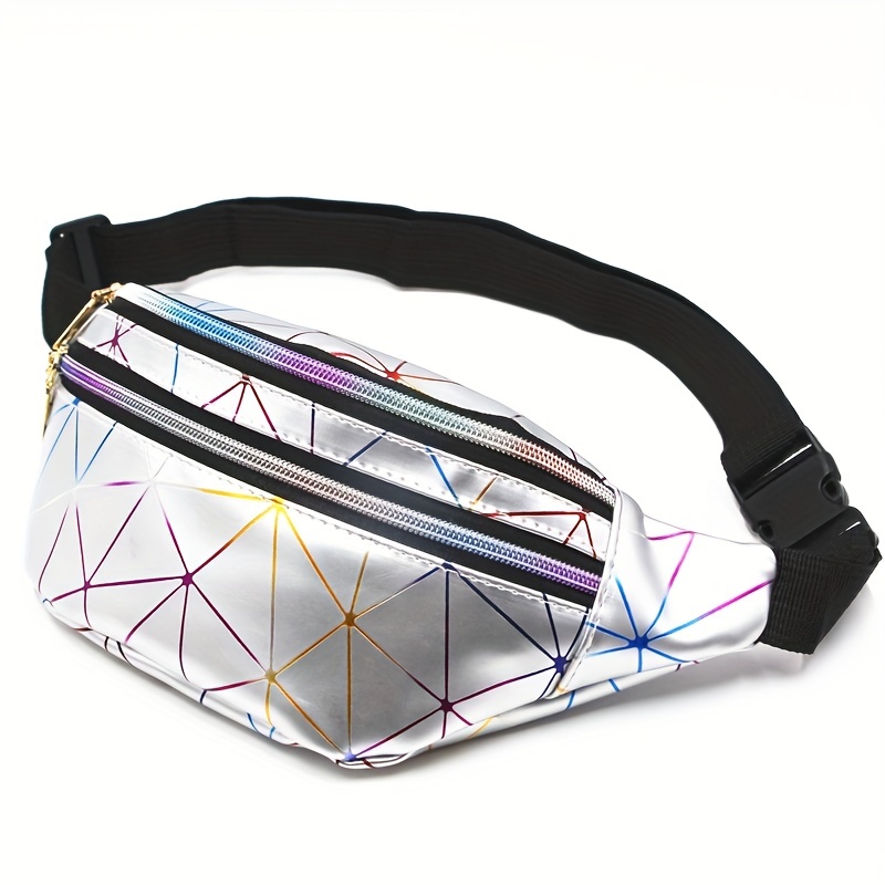 80s Retro Rave Holographic Fanny Pack In Silver