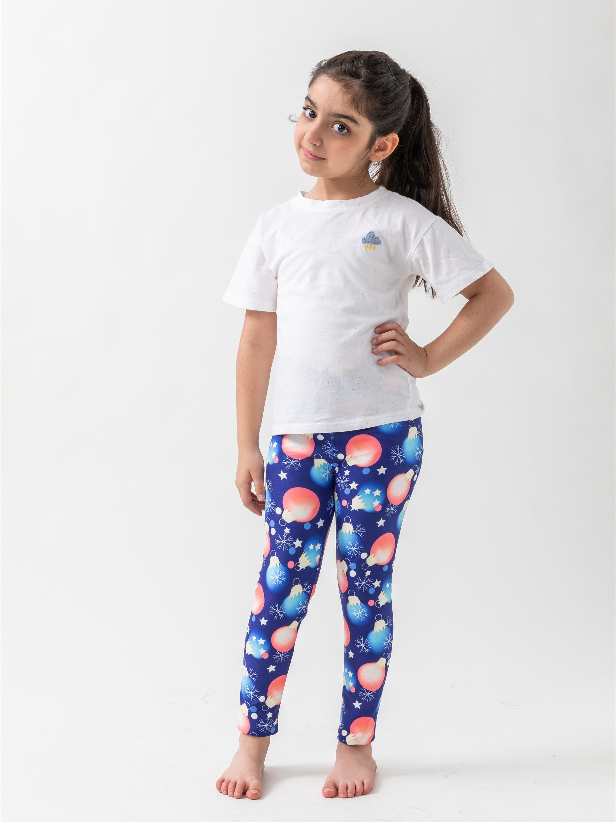 Leggings suaves de alta elasticidad para niñas, diseño de Navidad, lámparas  de colores, estampados, pantalones, ropa para niños