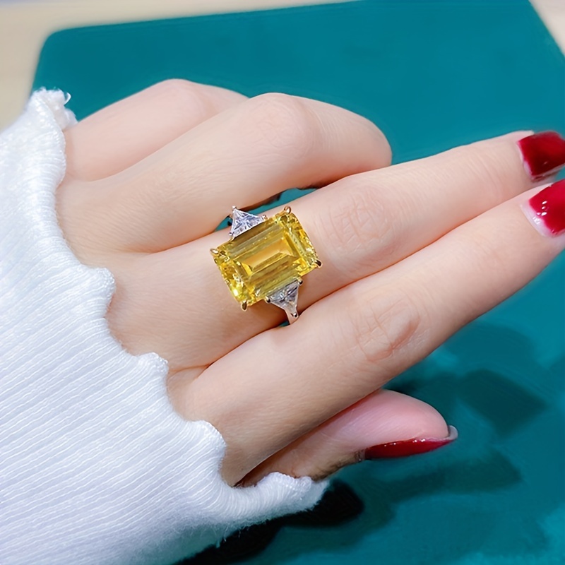 Yellow Cubic Zirconia Ring for Women