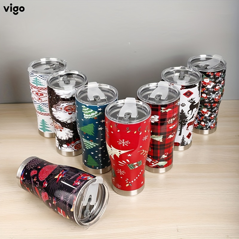 Christmas Tumbler With Lid And Straw Stainless Steel Thermal - Temu