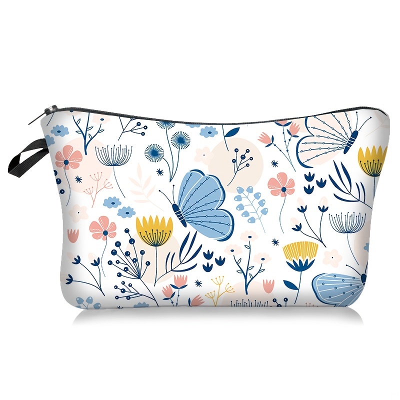 Butterfly Pattern Zipper Storage Bag Lightweight Cosmetic Makeup Pouch