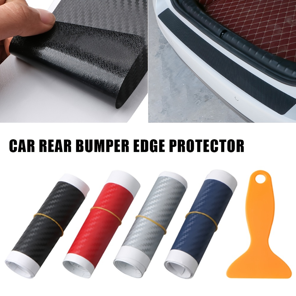 Autocollant de protection de pare-chocs arrière de coffre de voiture en  fibre de carbone, t